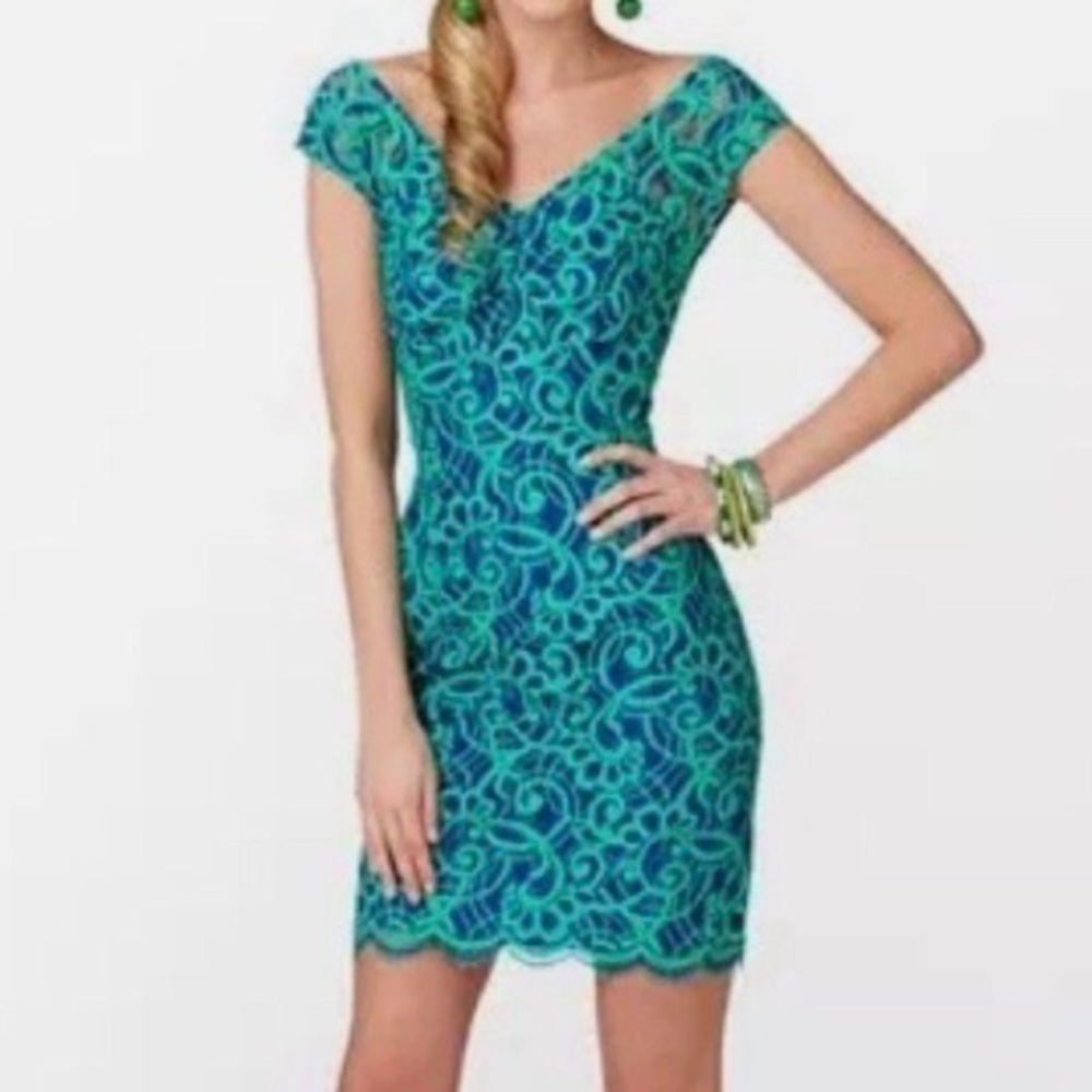Lilly Pulitzer Teal & Turquoise Lace Sheath Dress